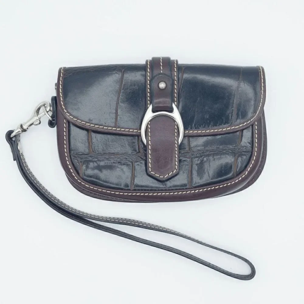 Dooney and Bourke Black/Brown Leather Wristlet